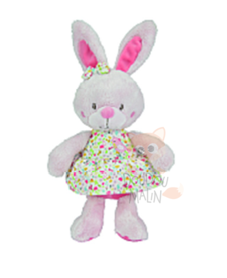  auguste lapin robe rose blanc bleu vert fleur oiseau noeud 